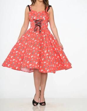 NEW ORCHID BLOOM skulls swing dress in red